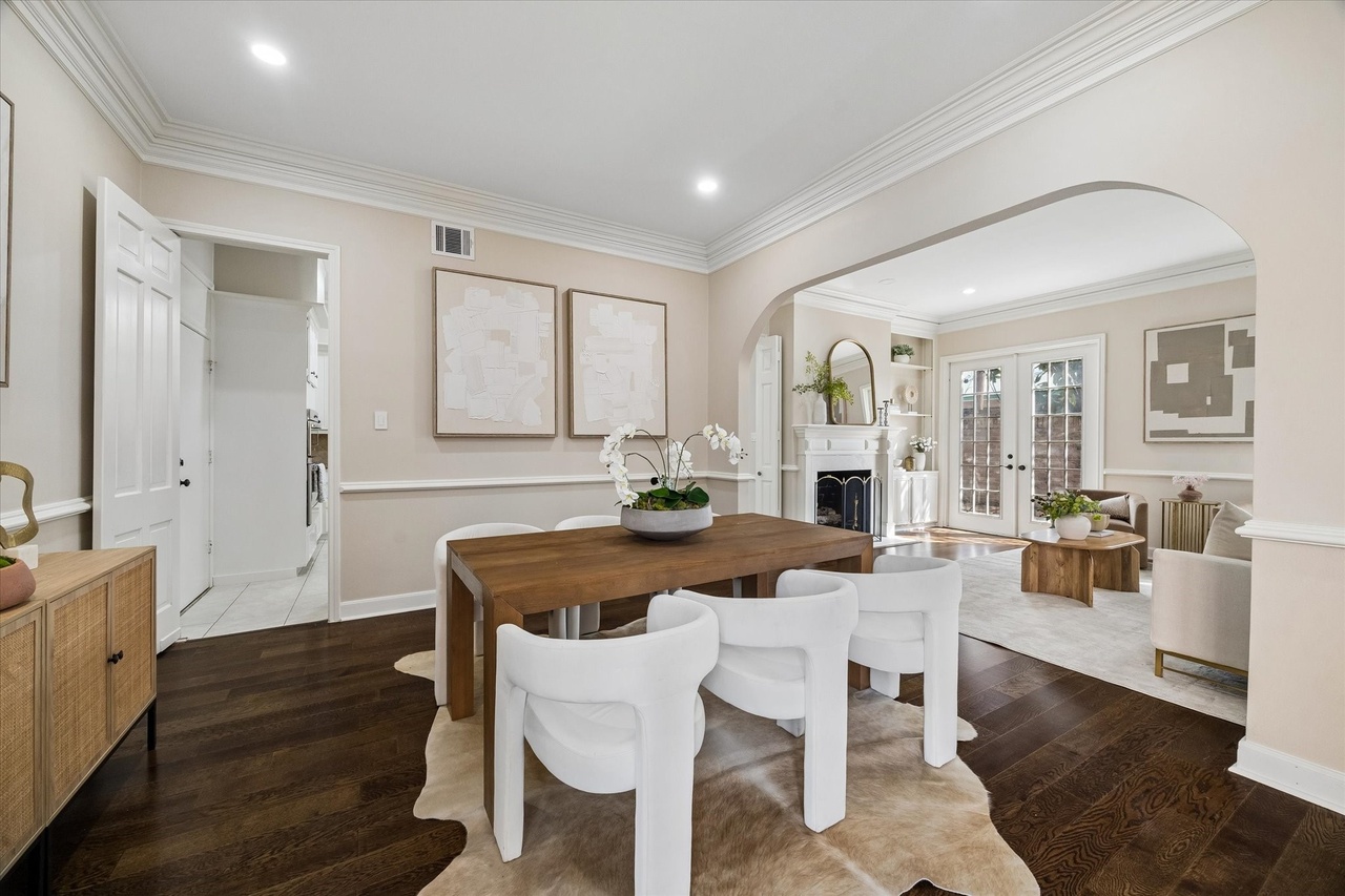 Dining and living areas with hardwood floors at 1727 Nantucket Drive